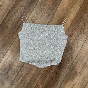 Silver Sequin Sleeveless Top
